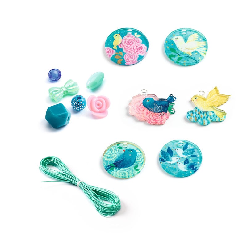 DJECO Wooden beads Butterflies by Djeco, more than 285 wooden beads to make jewelry for children from 6 to 10 years.  An assortment of colors and shapes for a successful result.  Beads of different shapes to be threaded on the wires to make pretty necklaces or