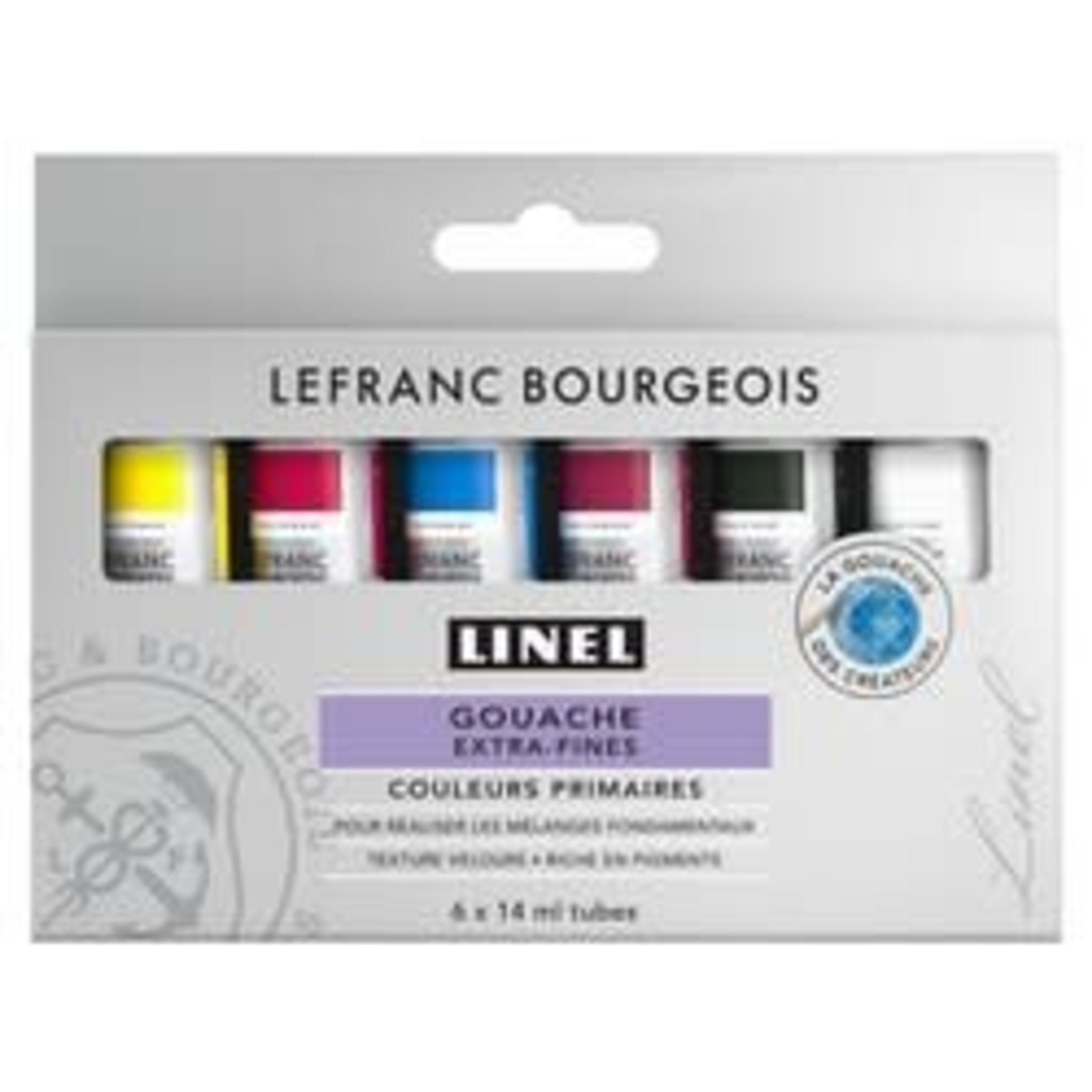 LINEL GOUACHE EXTRA-FINE 6X14ML MIX SET COULEUR PRIMAIRE - Papeterie Michel