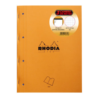 CLAIREFONTAINE Lot De 3 Rhodia Side Bloc De Cours Agr. Côté 22,3X29,7Cm 5X5 80F Mprf + Perfo 4T. 80G