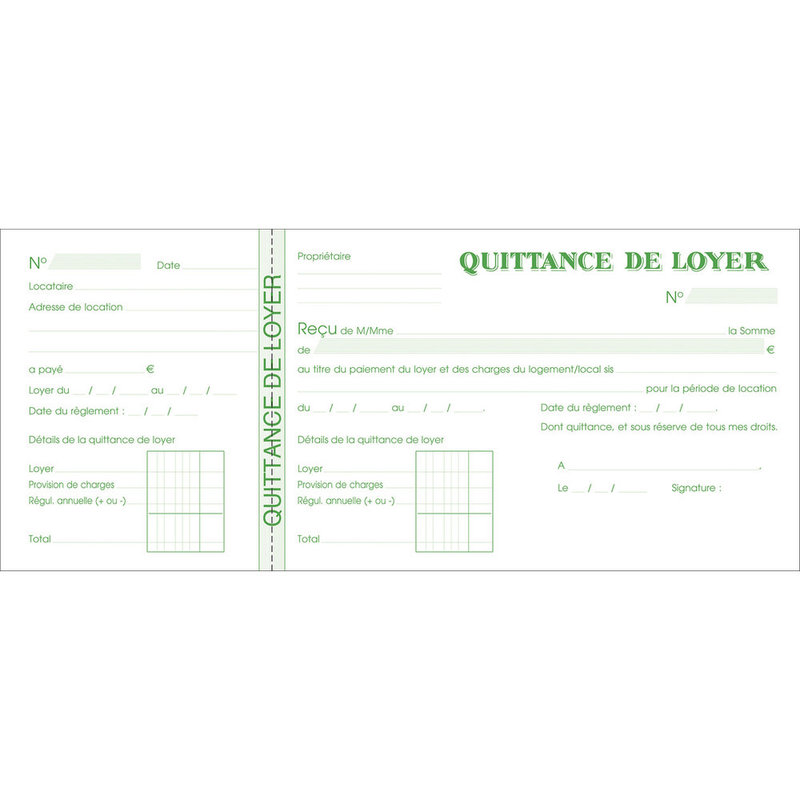 EXACOMPTA Notebook "Quittances de loyer" 50 sheets - 10,1 x 16,5 cm