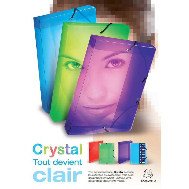 Classeur pour fiches bristol 100x150 2 anneaux 25mm polypropylène Crystal  colours - Couleurs assorties - Papeterie Michel