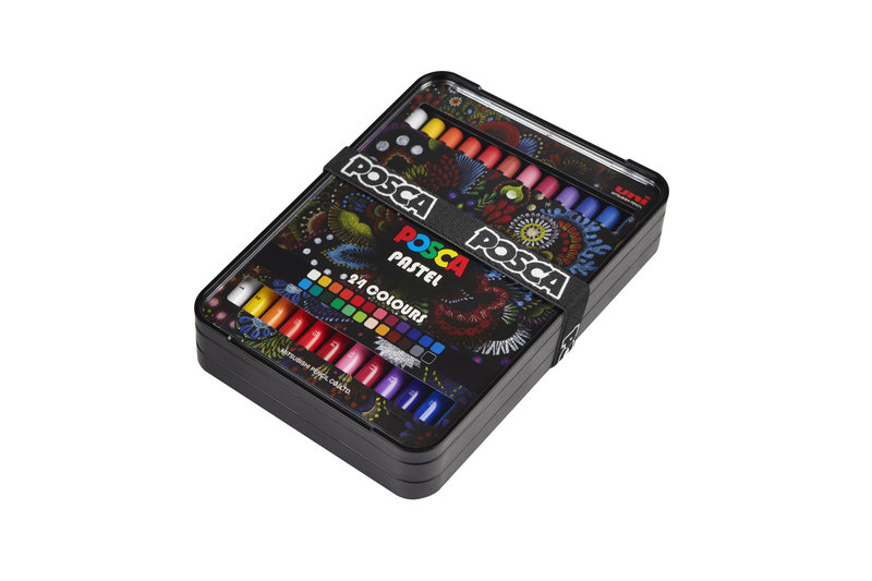 UNI-BALL Coffret de 24 crayons Pastel Couleurs assorties