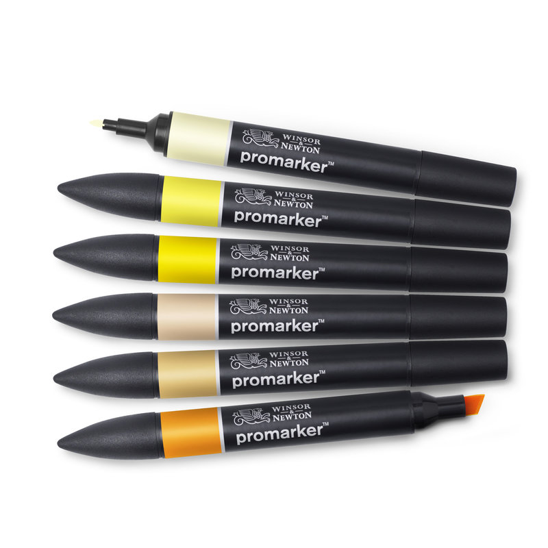 WINSOR & NEWTON Promarker set x6 tons jaunes