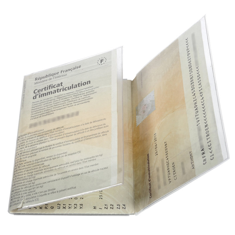 Etui de protection pour nouvelle carte grise 3 volets PVC lisse 20/100e -  Cristal - Papeterie Michel