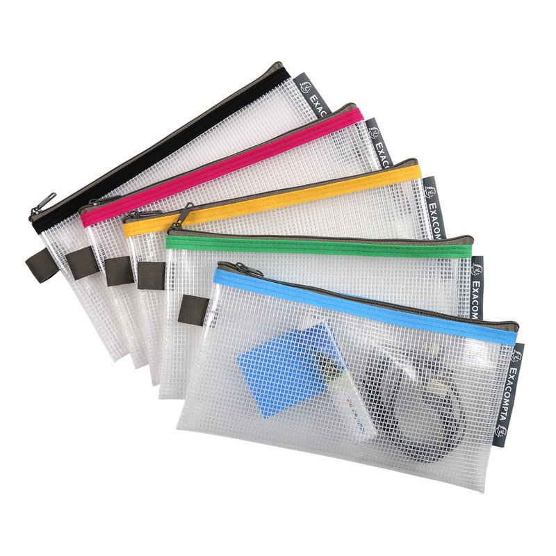 LEITZ Sachet de 3 pochettes enveloppes à zip Traveller PVC 2-10ème format  XS-S-M coloris transparent