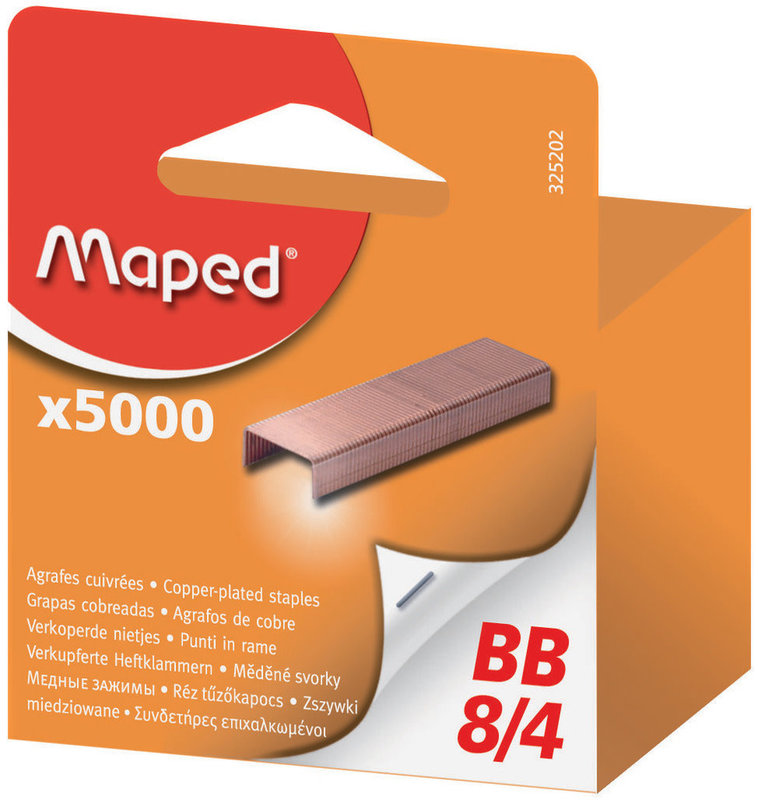 MAPED Boîte de 5 000 agrafes BB 8/4 (acier cuivré) - boîte brochable