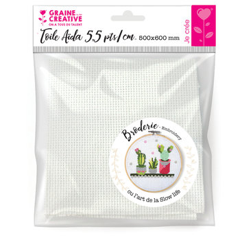 GRAINE CREATIVE Aida Canvas 5.5 Pts/Cm White 500x600Mm