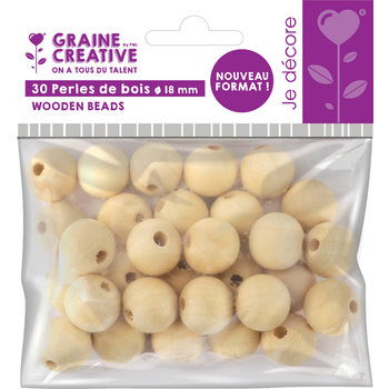 GRAINE CREATIVE Sachet 30 Perles De Bois Ø 18 Mm