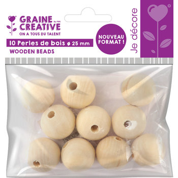 GRAINE CREATIVE Bag 10 Wooden Beads Ø 25 Mm