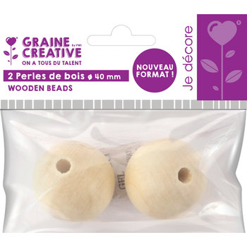 GRAINE CREATIVE Bag 2 Wooden Beads Ø 40 Mm