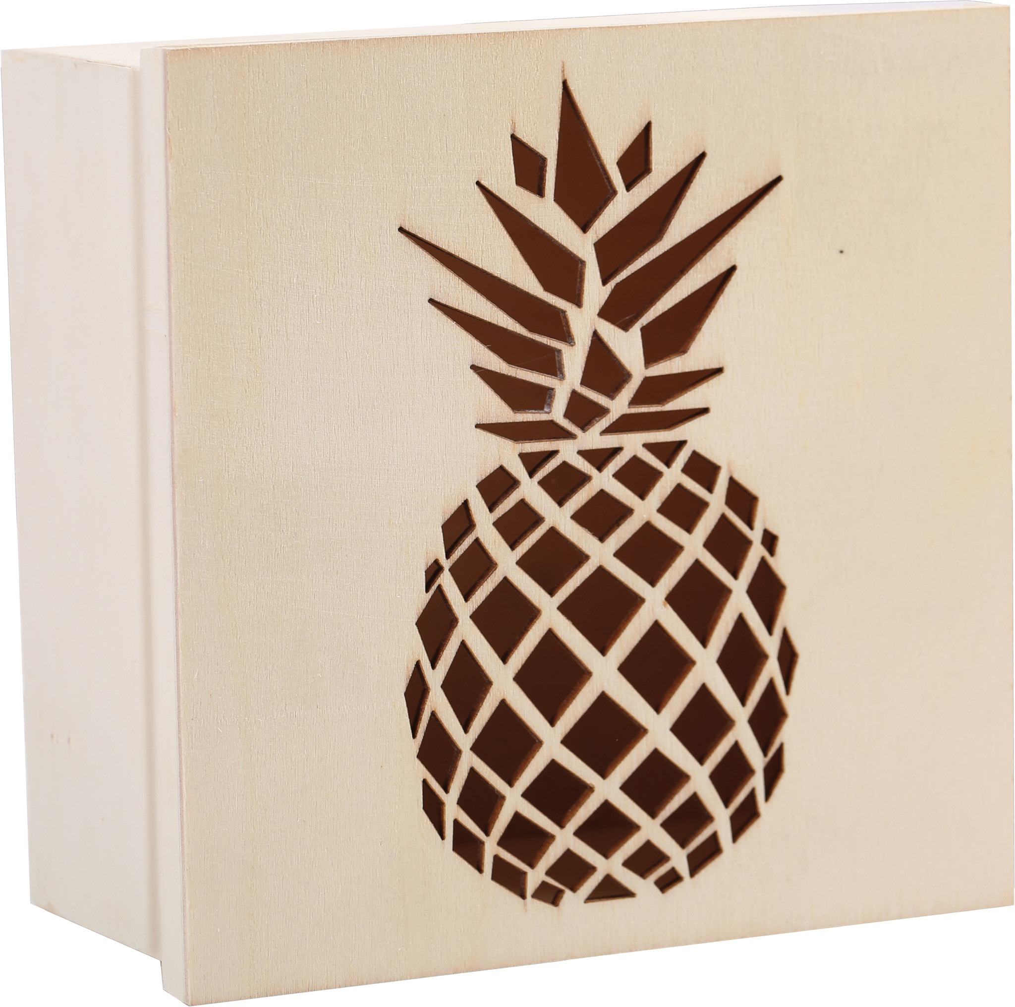 GRAINE CREATIVE Boite Decoupe Ananas En Bois 150X150X75