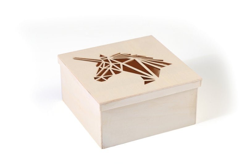 GRAINE CREATIVE Wooden Unicorn Head Cutting Box 150x150x75