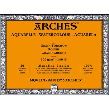 ARCHES Aquarelle Grain Torchon 300 G Bloc Collé 4 Côtés 23x31cm