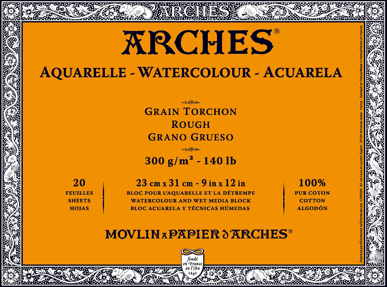 Papier Aquarelle 300gr grain torchon 23cm x 31cm – Canson