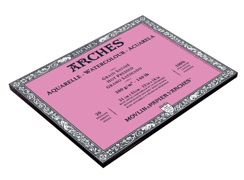 ARCHES Watercolor Paste Pad 4 sides Satin Grain 31x41cm White 20 Sheets 300g