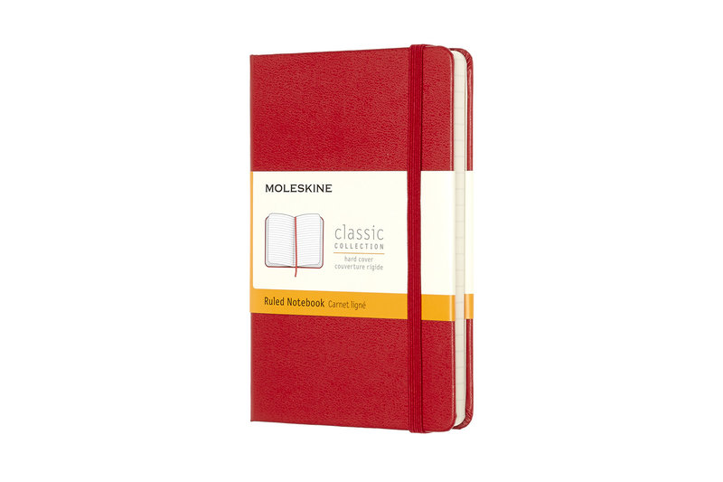 MOLESKINE Classic Notebook, Ruled Pocket Size, Scarlet Red, Hard Cover