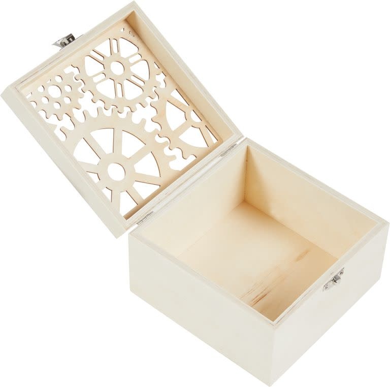 GLOREX Boîte En Bois Avec Motif Roues 14,8X14,8X9Cm,