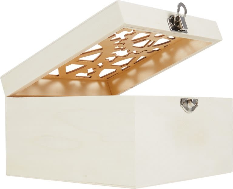 GLOREX Boîte En Bois Avec Motif Roues 14,8X14,8X9Cm,