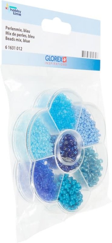 GLOREX Mix of beads 9x10x2cm blue
