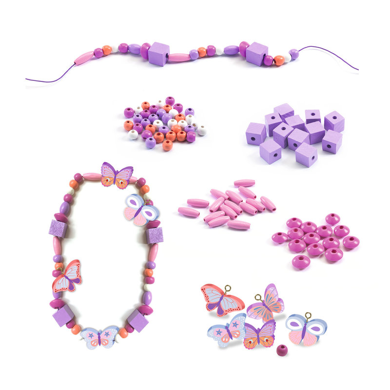 DJECO Beads and jewelry Wooden beads - Butterflies