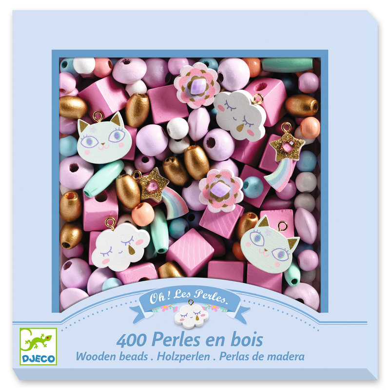 DJECO Perles & Bijoux Perles En Bois, Arc-En-Ciel