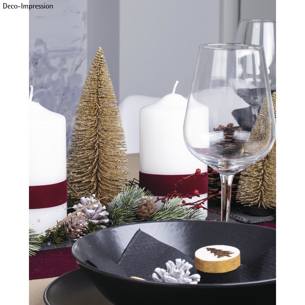 RAYHER Sapins décoratifs micacés, cachemire or, 15cm x 2pces/20cm x 1pce, boîte 3pces