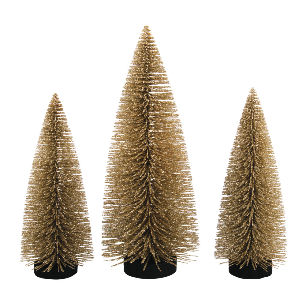RAYHER Sapins décoratifs micacés, cachemire or, 15cm x 2pces/20cm x 1pce, boîte 3pces