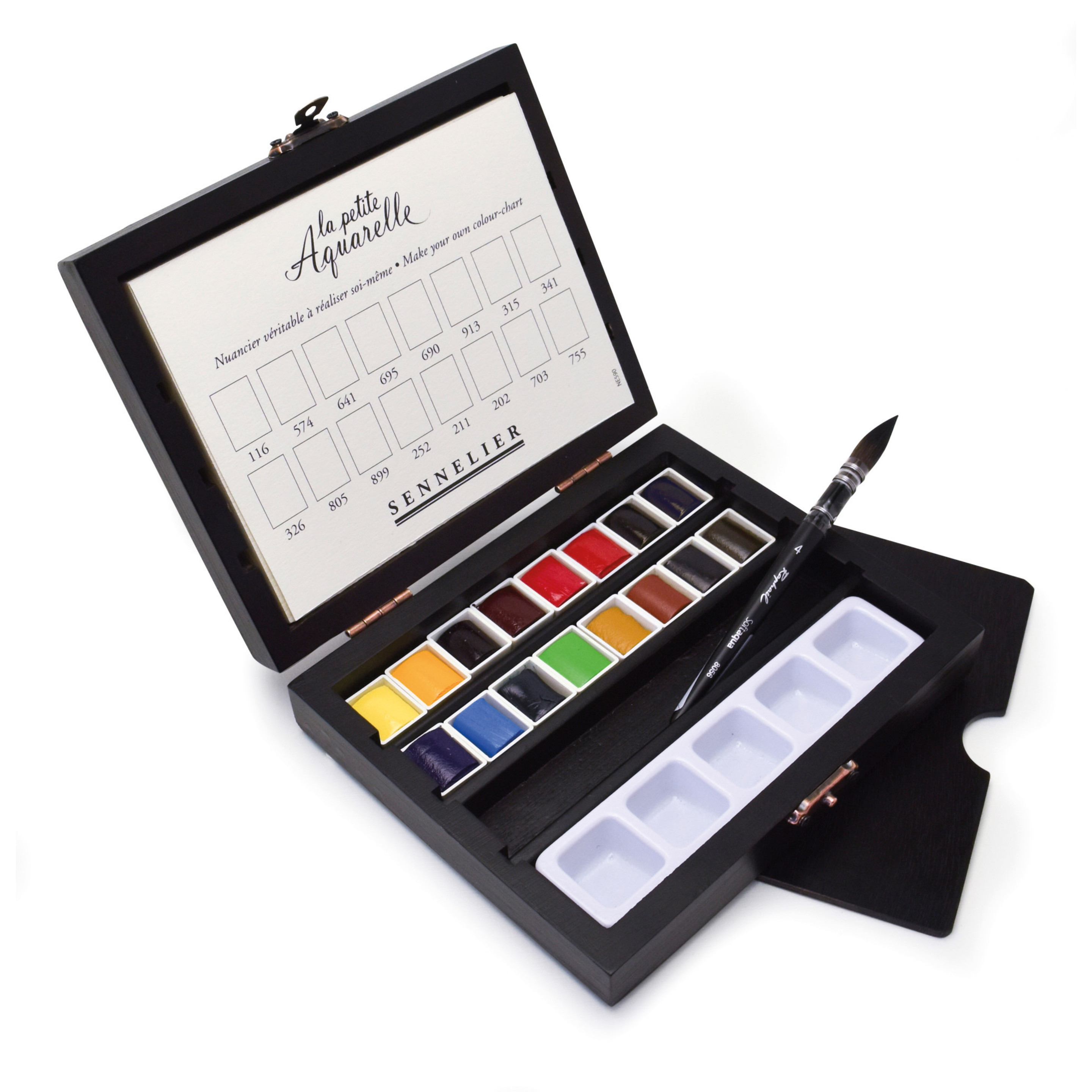 Mini Palette Aquarelle Portable 24 Couleurs En Bois - Kit Peinture Voyage Avec Carnet Et Clip