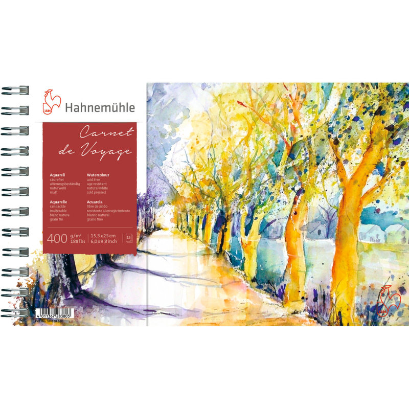 HAHNEMUHLE Bloc Aquarelle "Carnet De Voyage" 400g/m², 15,3x25cm, 15feuilles