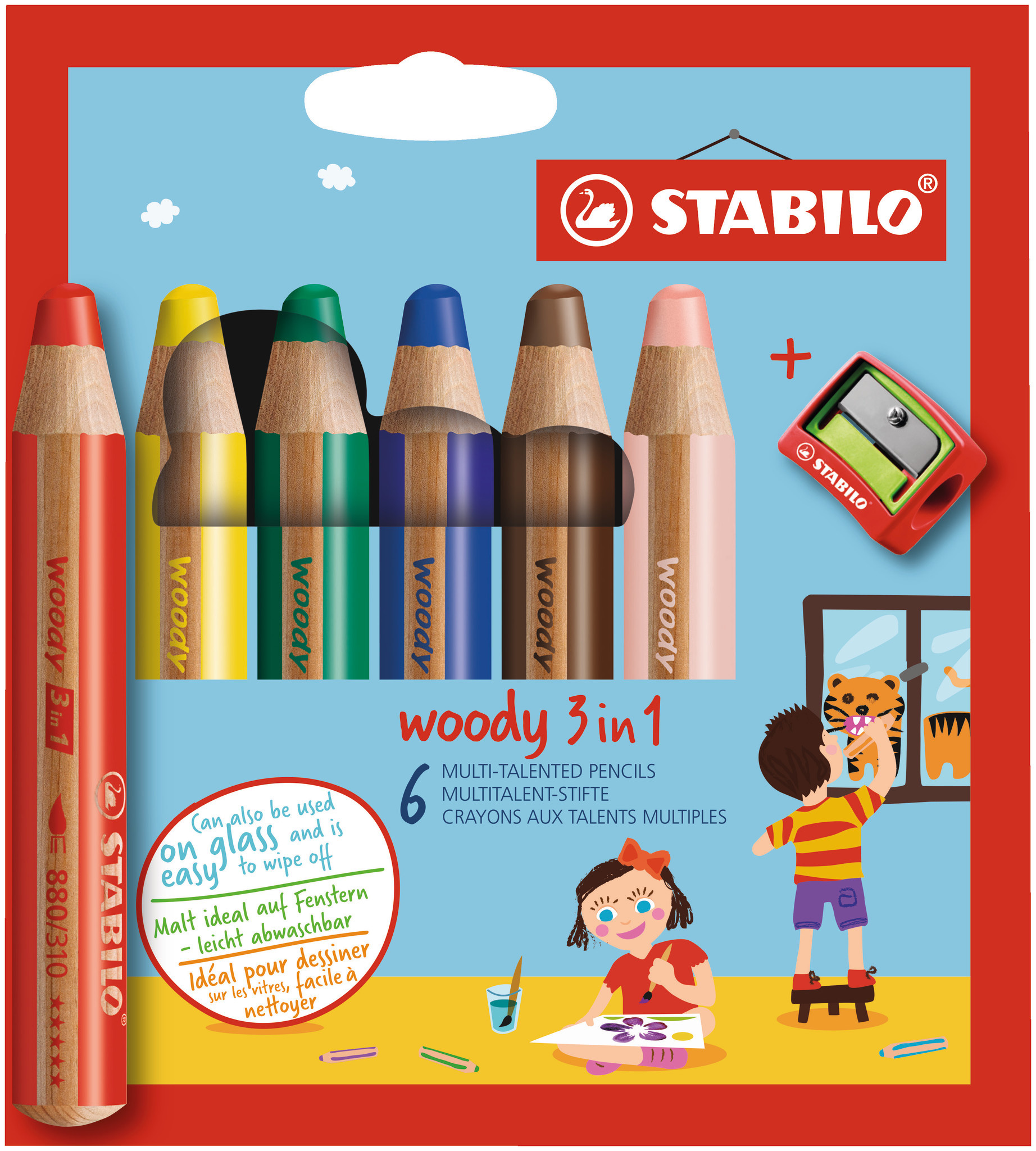 STABILO WOODY Crayon 3 en 1 - noir - Papeterie Michel