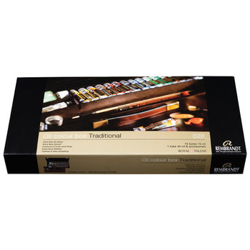 REMBRANDT Couleurs à l’huile set coffret bois Traditional 15 x 15 ml + 1 x 40 ml + accessoires