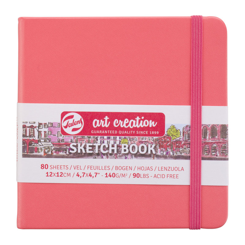 TALENSARTCREATION Cahier de Croquis Rouge Corail 12 x 12 cm 140 g 80 Feuilles