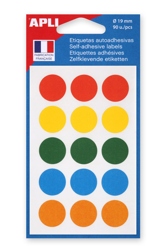 APLI Pochette de 90 pastilles de couleurs assorties