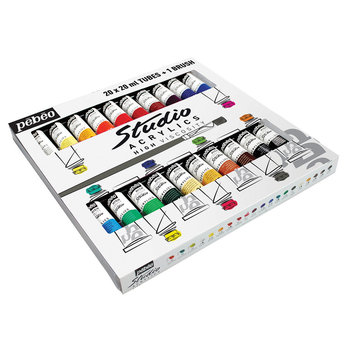 PEBEO Studio Acrylics Etui 20 Tubes De 20 Ml Assortis Et Pinceau