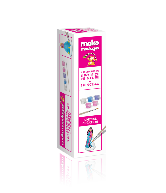 MAKO MOULAGES kit recharge 5 pots de peinture pailletées et nacrées +1 pinceau