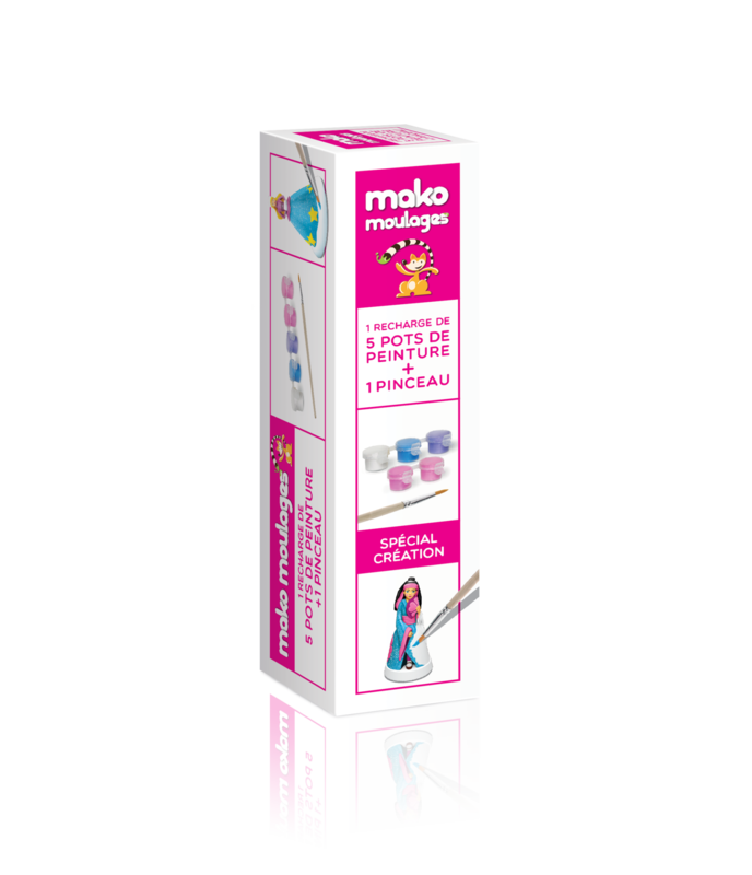 MAKO MOULAGES kit recharge 5 pots de peinture pailletées et nacrées +1 pinceau