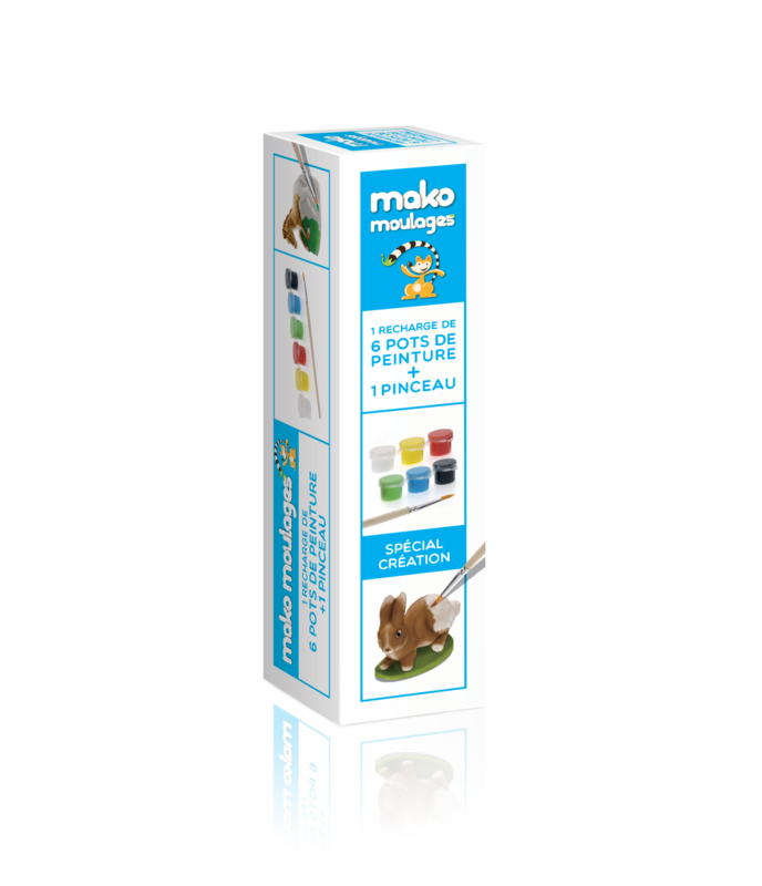 MAKO MOULAGES Refill kit 6 pots of paint + 1 brush on spindle