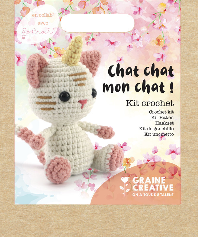 GRAINE CREATIVE Kit Crochet Chat-Licorne 150 Mm