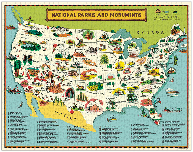 CAVALLINI & Co. Puzzle 1000 pieces 55x70cm National Parks maps