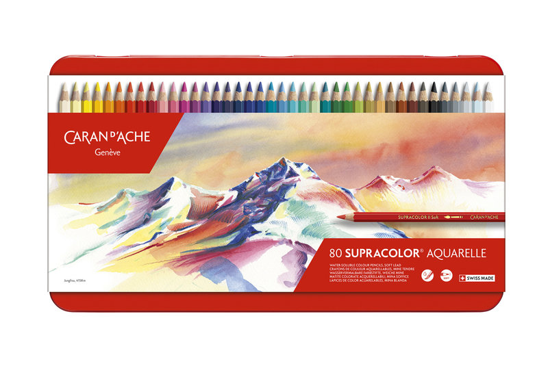 CARAN D'ACHE SUPRACOLOR® Soft Aquarelle Boîte métal de 80 crayons de couleurs