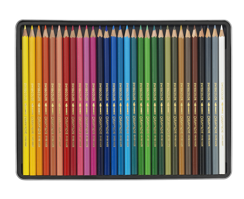 CARAN D'ACHE Boîte métal de 30 crayons de couleurs Aquarellables