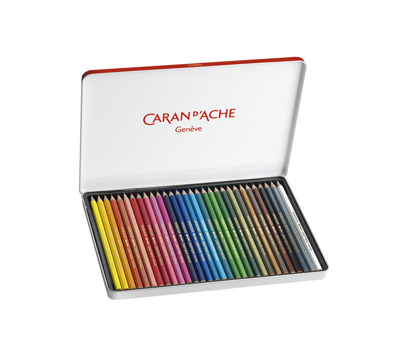 CARAN D'ACHE Boîte métal de 30 crayons de couleurs Aquarellables