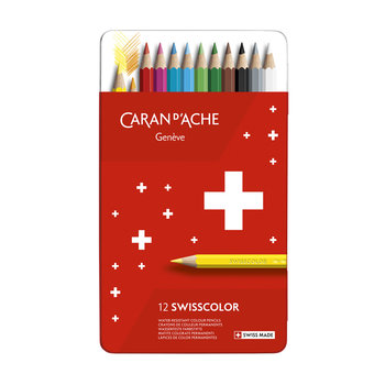 CARAN D'ACHE Swisscolor Boîte métal de 12 crayons de couleurs permanents