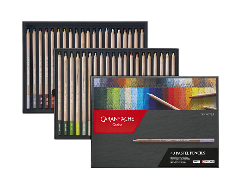 CARAN D'ACHE Boîte carton de 40 crayons Pastel couleurs assorties