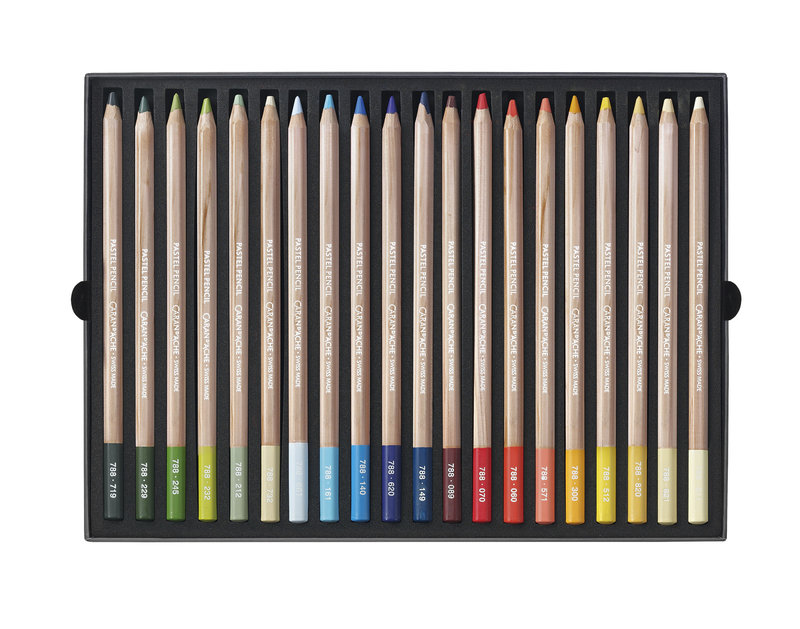 CARAN D'ACHE Cardboard box of 40 pastel pencils in assorted colors