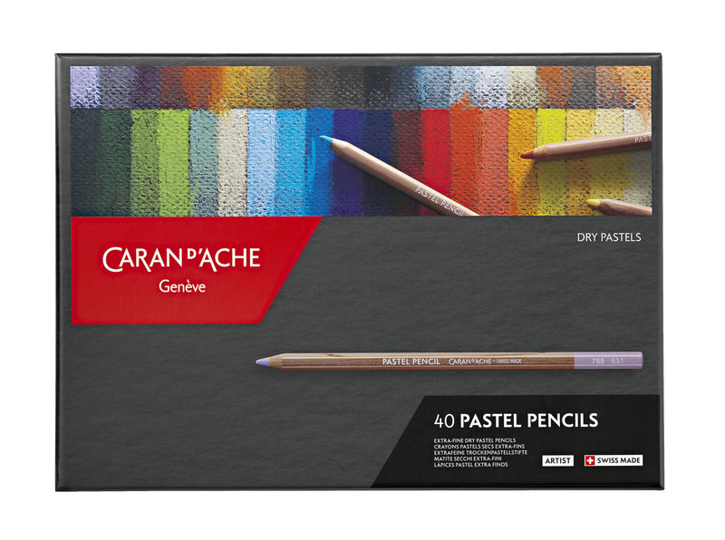 CARAN D'ACHE Cardboard box of 40 pastel pencils in assorted colors