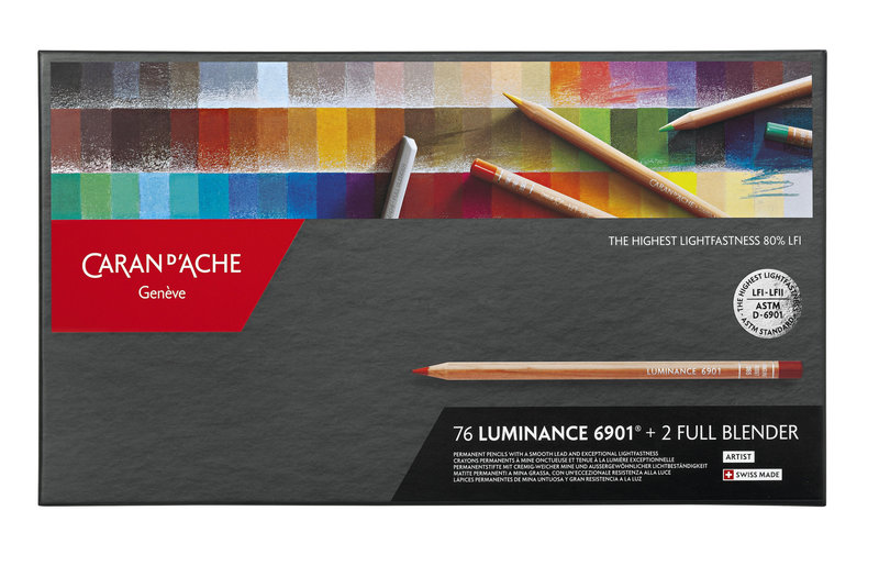 CARAN D'ACHE Luminance 6901® Boîte carton de 76 crayons de couleurs + 2 full blender