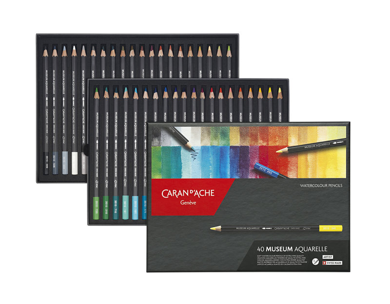 CARAN D'ACHE Museum Aquarelle Boîte carton de 40 crayons de couleurs
