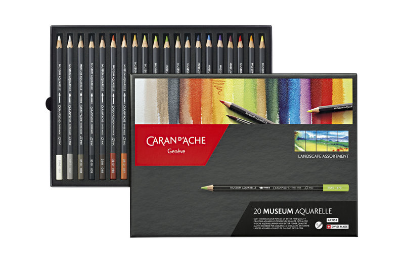 CARAN D'ACHE Museum Aquarelle Boîte carton de 20 crayons de couleurs Paysage