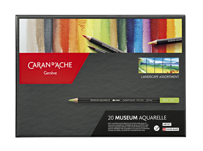 CARAN D'ACHE Museum Aquarelle Boîte carton de 20 crayons de couleurs Paysage